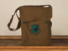 Khaki army surplus  bag with emblem.