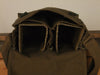 Khaki army surplus  bag with emblem.